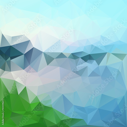 Polygonal mosaic abstract geometry background landscape in blue