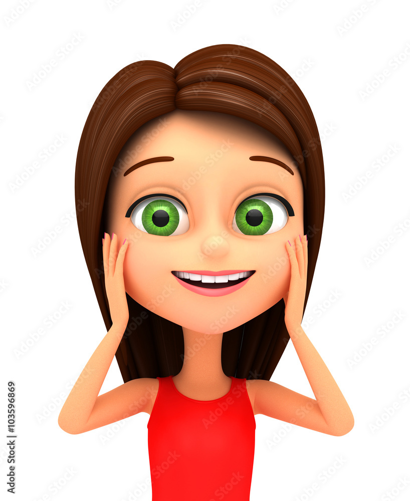 3d illustration. Girl grimaces. 3d illustration. Girl grimaces.