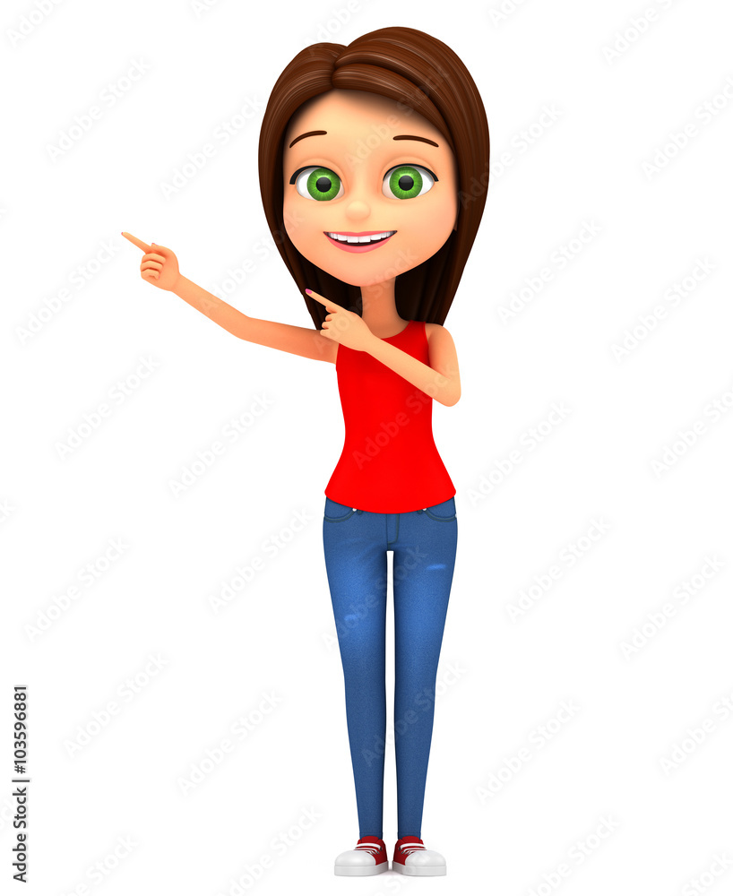 Happy little girl on a white background. 3D Illustration for adv Happy little girl on a white background. 3D Illustration for adv