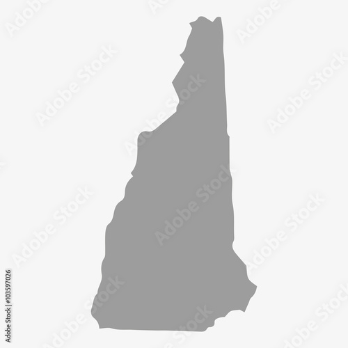 Map of New Hampshire State in gray on a white background
