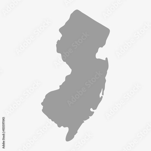 Map of New Jersey State in gray on a white background