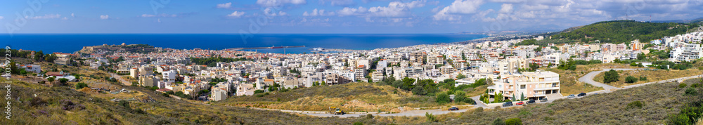 Panoramic cityscape of Rethymnon, Crete, Greece