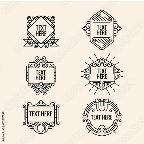 classic art deco luxury minimal hipster geometric vintage vector monogram, frame , border, badge, label, crest, or Vintage Insignias, vector design elements, business signs, identity