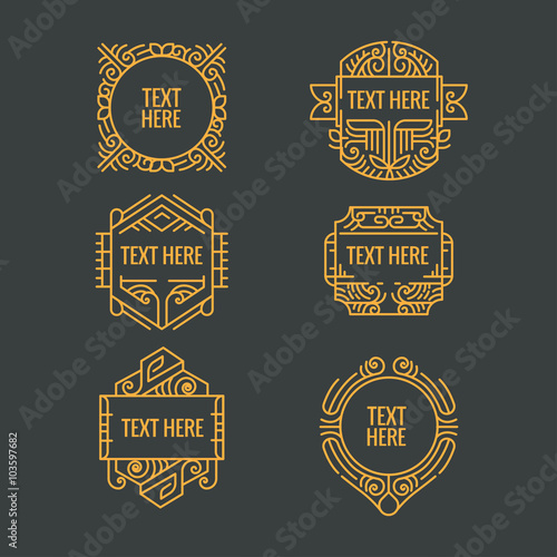 classic art deco luxury minimal hipster geometric vintage vector monogram, frame , border, badge, label, crest, or Vintage Insignias, vector design elements, business signs, identity