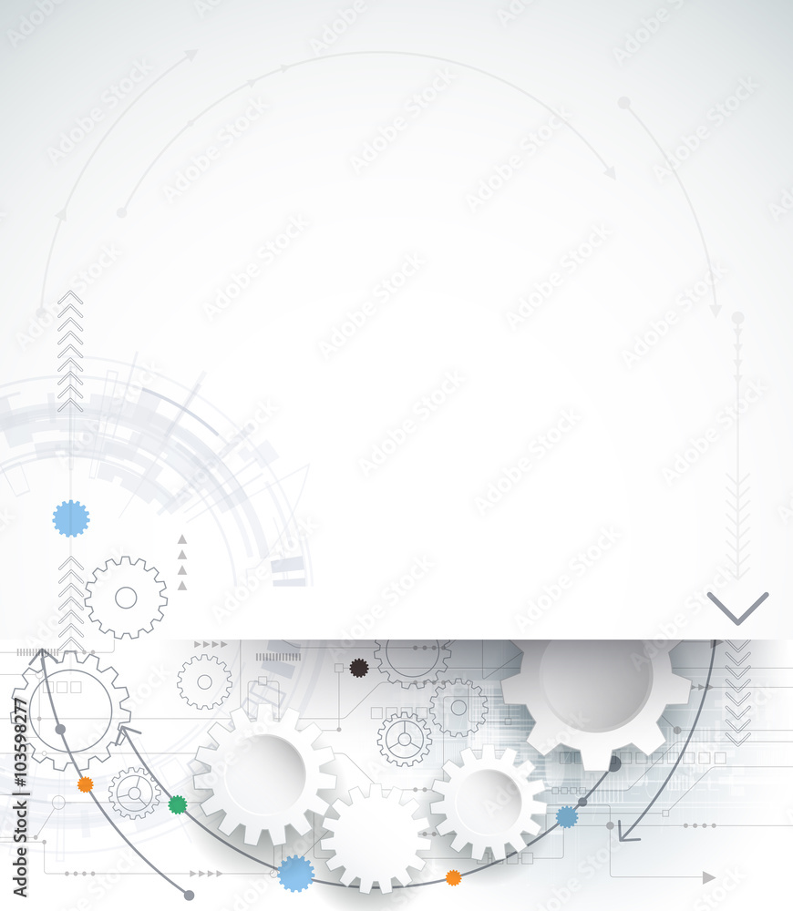 Vector illustration gear wheel and circuit board, Hi-tech digital technology and engineering, digital telecom technology concept. Abstract futuristic on light blue color background Vector illustration gear wheel and circuit board, Hi-tech digital technology and engineering, digital telecom technology concept. Abstract futuristic on light blue color background