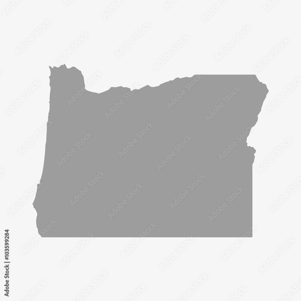 Map of Oregon State in gray on a white background - obrazy, fototapety, plakaty 