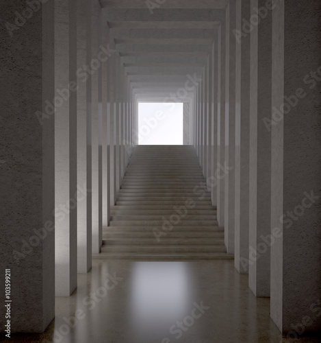 3d rendering. dark blank interior scene concrete wall