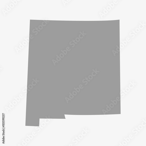 Map of New Mexico State in gray on a white background