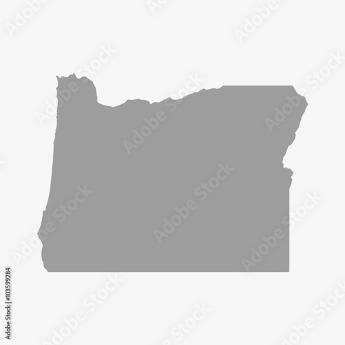 Map of Oregon State in gray on a white background