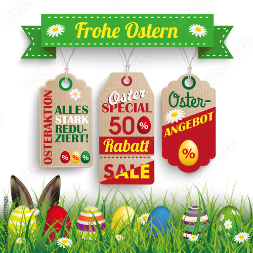 Frohe Ostern - Osterangebot 3 Kraftpapier Preisschilder