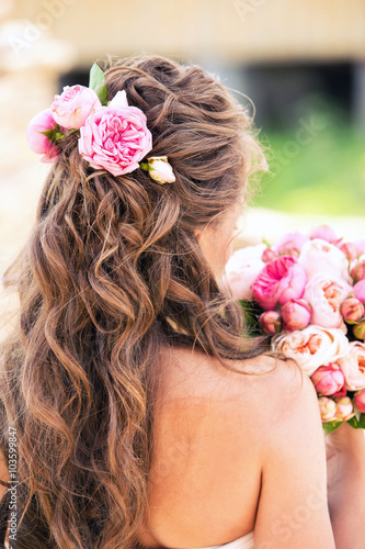flowers in the bride's hair