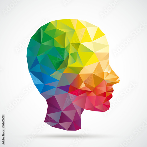Colored Low Poly Human Head