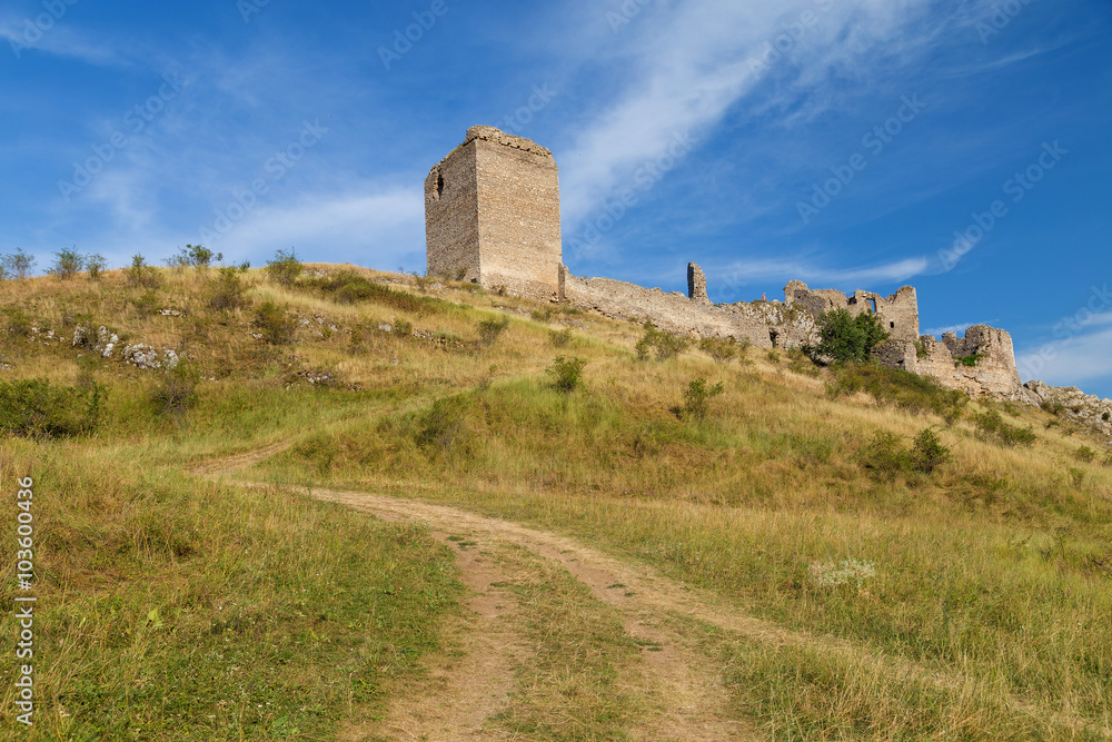 View of Trascau Fortress (Torockovar in Hungarian) ruins in Coltesti village, Romania
