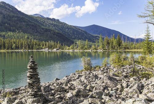 pyramid on lake shore