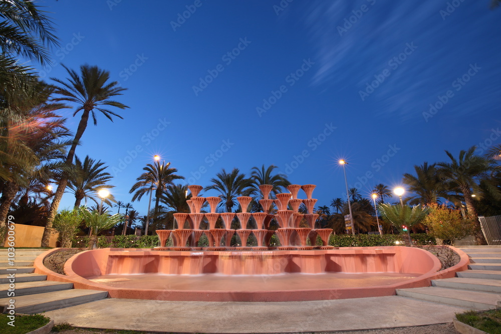 Fototapeta premium Cascading water fountain in Elche, Alicante, Spain, 