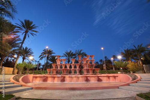 Cascading water fountain in Elche, Alicante, Spain, 