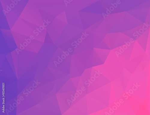 Polygonal mosaic background in violet, magenta and pink colors.