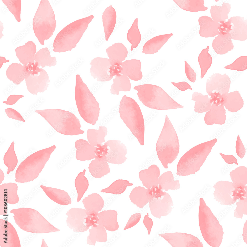 Blossom. Watercolor floral background. Seamless pattern 22 in vector