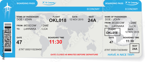 Pattern of airline boarding pass ticket