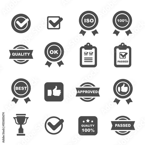 quality control icons set,  vector symbols