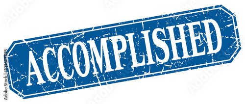 accomplished blue square vintage grunge isolated sign