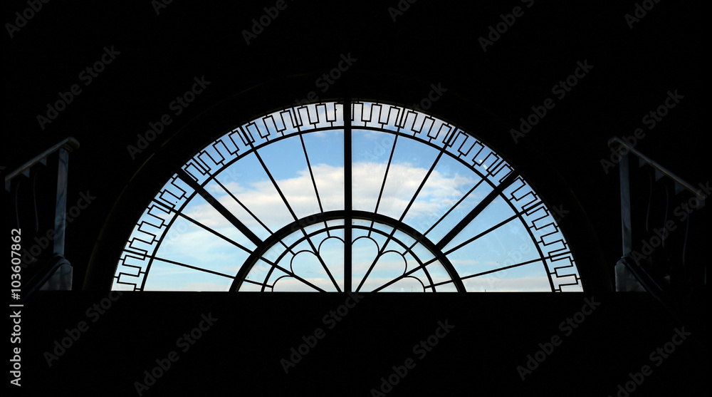  semicircular window backlit