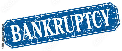 bankruptcy blue square vintage grunge isolated sign
