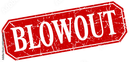 blowout red square vintage grunge isolated sign