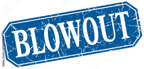 blowout blue square vintage grunge isolated sign