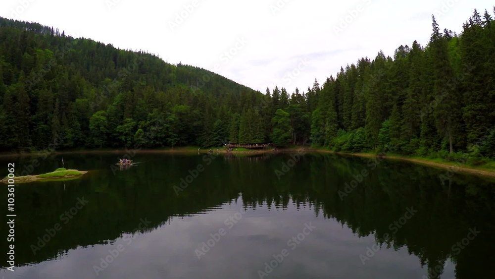 Synevir lake in Carpathians. Aerial view. Synevir lake in Carpathians. Aerial view.