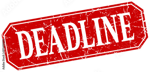 deadline red square vintage grunge isolated sign