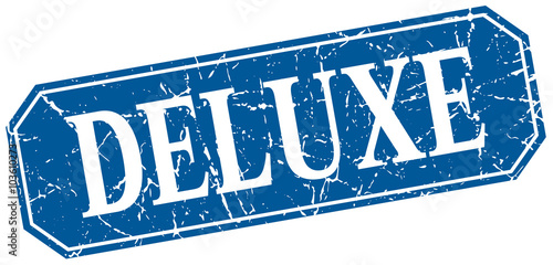 deluxe blue square vintage grunge isolated sign