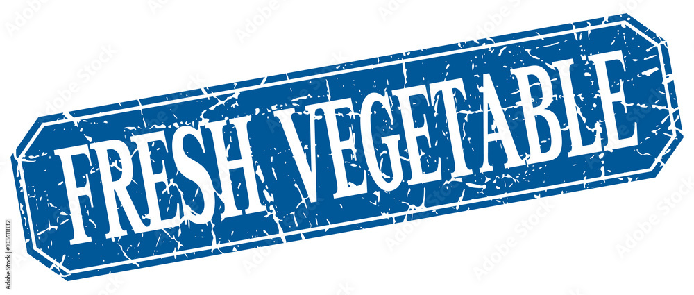 fresh vegetable blue square vintage grunge isolated sign