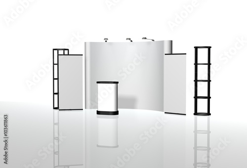 Trade exhibition stand, Exhibition Stand round, 3D rendering vis