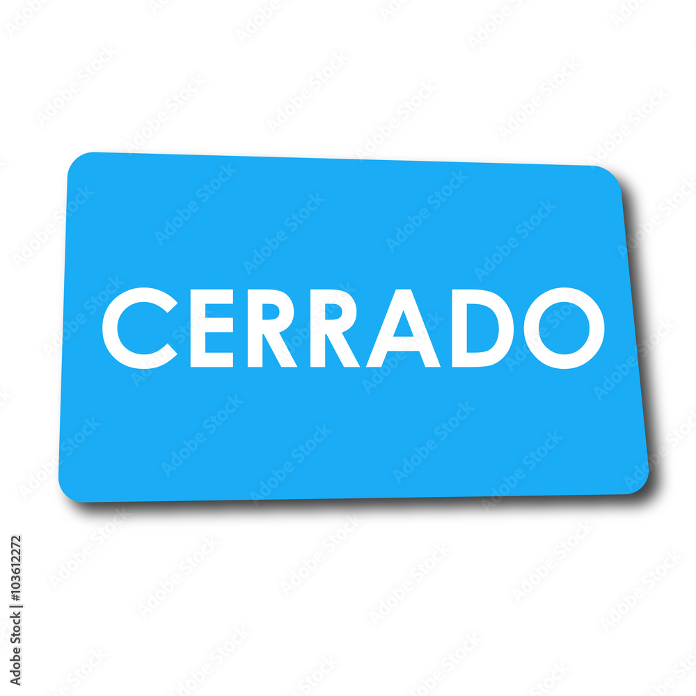 Icono plano CERRADO en rectangulo azul con sombra Icono plano CERRADO en rectangulo azul con sombra