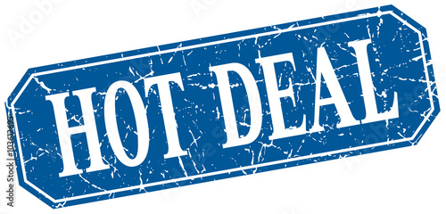 hot deal blue square vintage grunge isolated sign