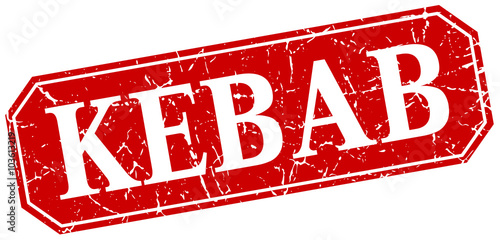 kebab red square vintage grunge isolated sign