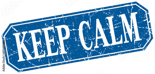 keep calm blue square vintage grunge isolated sign