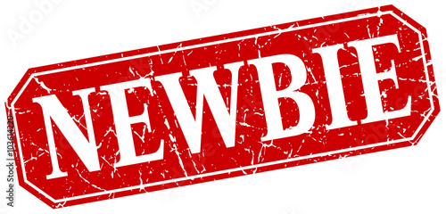 newbie red square vintage grunge isolated sign