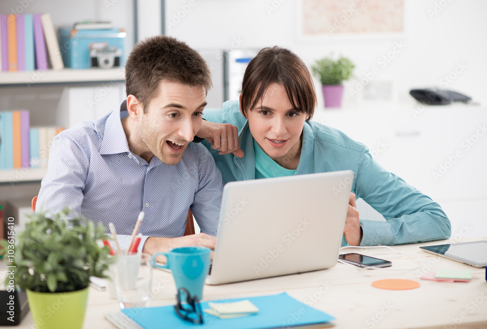 Couple enjoying internet services Couple enjoying internet services