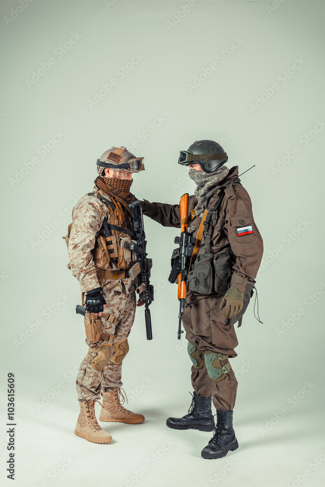 Special force soldiers: russian & american Special force soldiers: russian & american