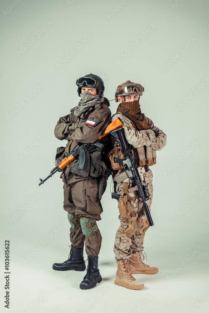 Special force soldiers: american & russian Special force soldiers: american & russian