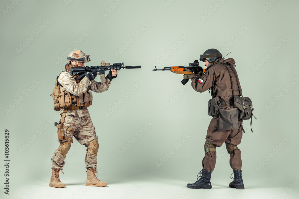 Special force soldiers: american & russian Special force soldiers: american & russian