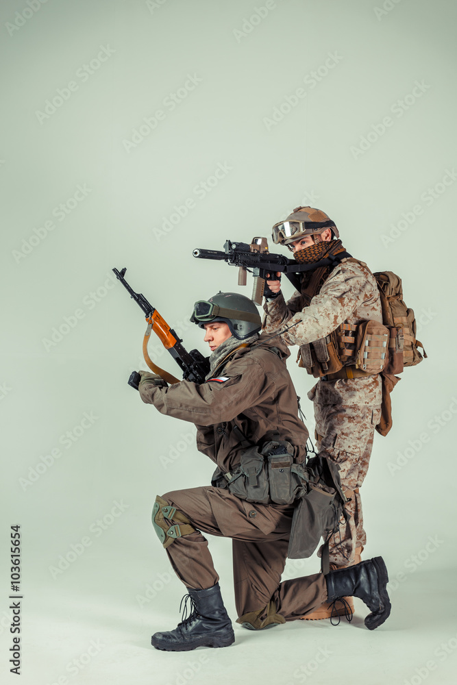 Special force soldiers: american & russian Special force soldiers: american & russian