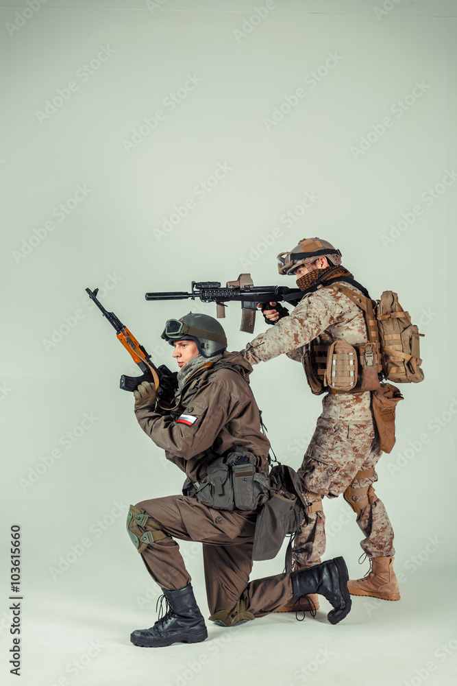 Special force soldiers: american & russian Special force soldiers: american & russian