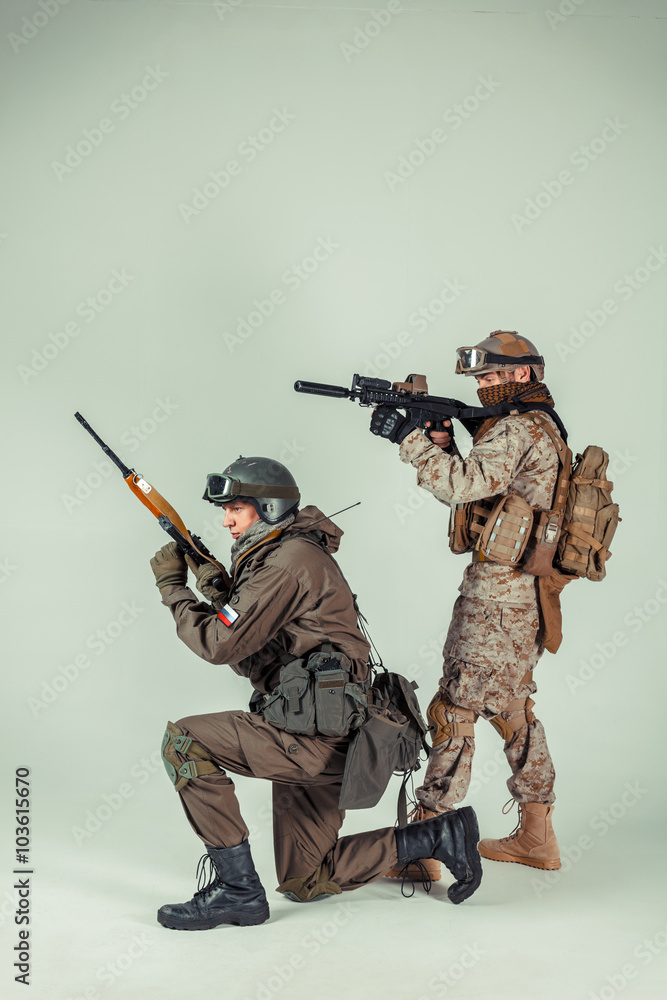 Special force soldiers: american & russian Special force soldiers: american & russian