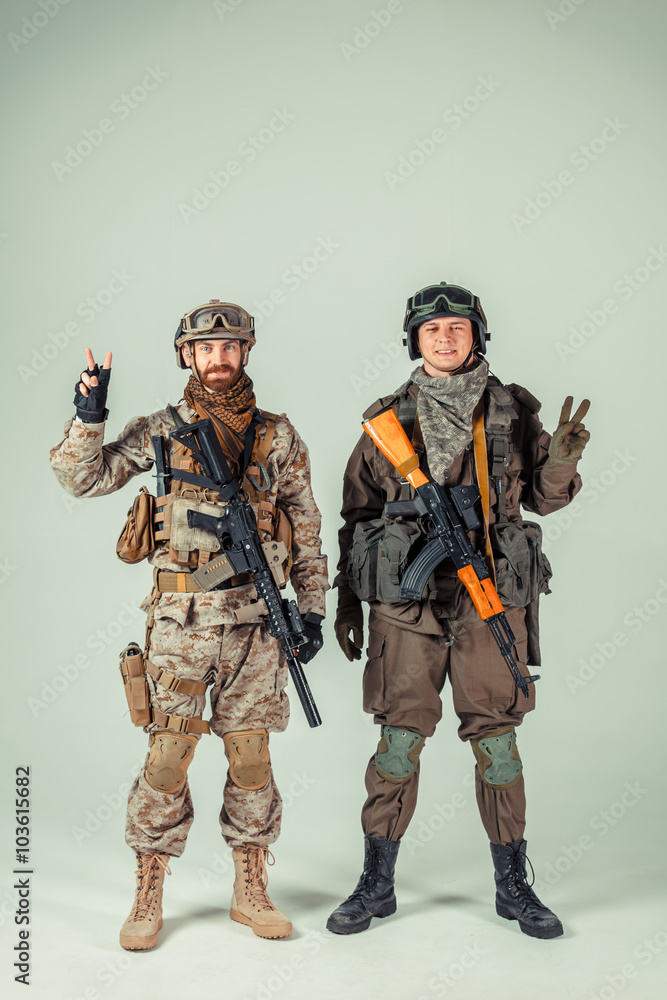 Special force soldiers: american & russian Special force soldiers: american & russian