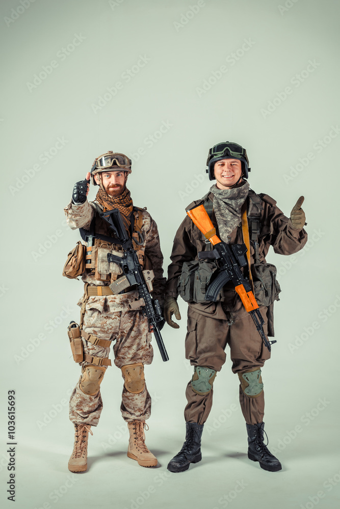 Special force soldiers: american & russian Special force soldiers: american & russian