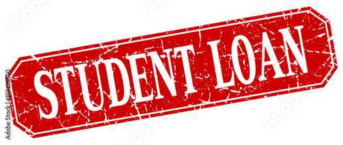student loan red square vintage grunge isolated sign