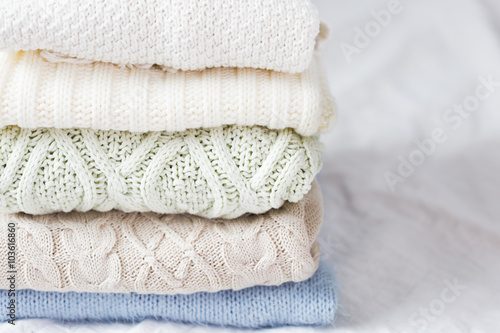 Stacked wool sweaters